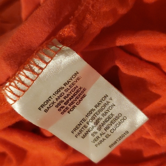 4/$20 Joseph A orange asymmetrical Long-sleeved button down top - Picture 10 of 12
